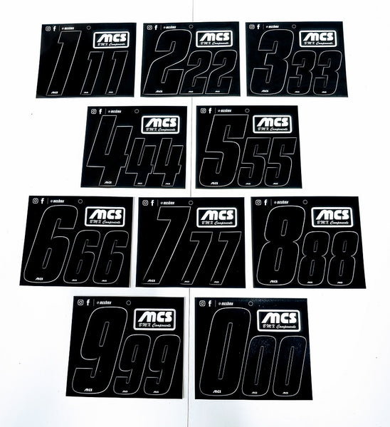 MCS Front Plate Number 1x3" and side plate numbers 2x2"